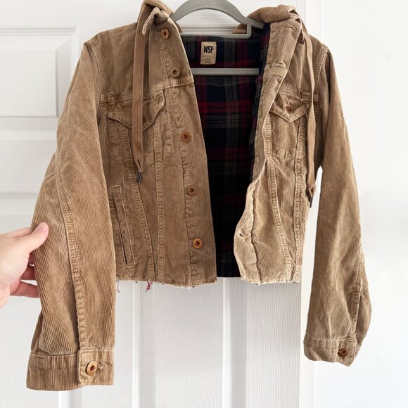 NSF "Rusty" Crop Hooded Corduroy Jacket in "Copper", size Small - Picture 6 of 16